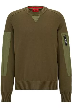 HUGO BOSS Mænd Trøjer - Cotton-blend relaxed-fit sweater with tonal trims