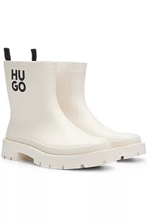 HUGO BOSS Kvinder Regntøj - Rubberised rain boots with contrast stacked logo