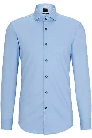 HUGO BOSS Mænd Langærmede skjorter - Slim-fit shirt in easy-iron stretch-cotton twill