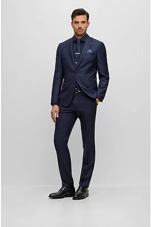 HUGO BOSS Mænd Jakkesæt - Three-piece slim-fit suit with check pattern