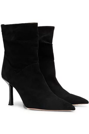 HUGO BOSS Kvinder Pumps støvler - High-heeled ankle boots in suede with pointed toe