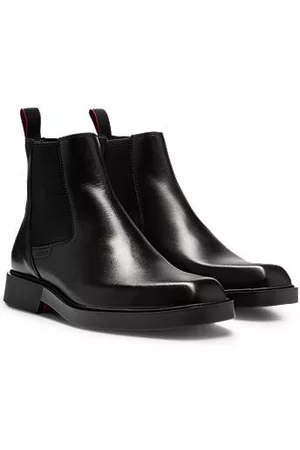 HUGO BOSS Mænd Støvler - Nappa-leather Chelsea boots with logo detail