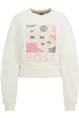 HUGO BOSS Kvinder Sweatshirts - Cotton-terry sweatshirt with embroidered and patched logo