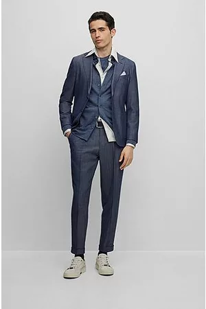 HUGO BOSS Mænd Jakkesæt - Slim-fit suit in stretch wool with silk and linen