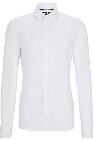 HUGO BOSS Mænd Langærmede skjorter - Slim-fit shirt in cotton-blend performance-stretch twill