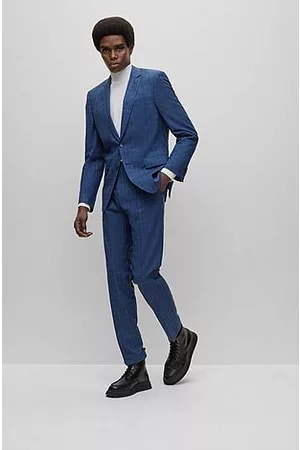 HUGO BOSS Mænd Jakkesæt - Slim-fit suit in checked stretch virgin wool