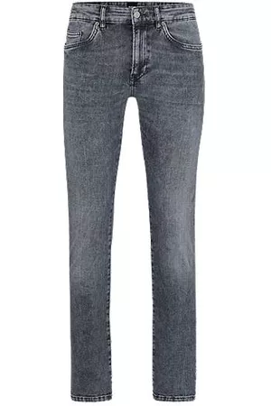 HUGO BOSS Mænd Slim jeans - Slim-fit jeans in stonewashed grey Italian stretch denim