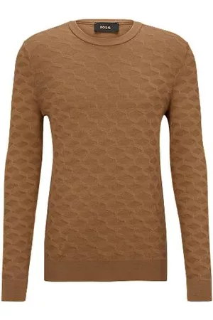 HUGO BOSS Mænd Trøjer - Silk sweater with jacquard pattern