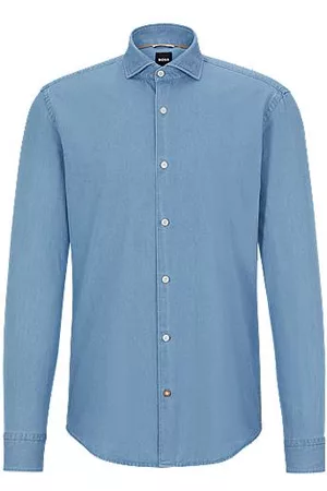 HUGO BOSS Mænd Denimskjorter - Casual-fit shirt in pure-cotton denim