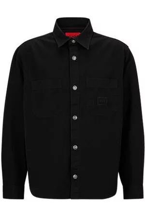 HUGO BOSS Mænd Langærmede skjorter - Oversized-fit overshirt in cotton twill with patch pockets