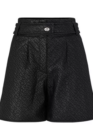 HUGO BOSS Kvinder Habitbukser - Relaxed-fit shorts in monogram-emed faux leather