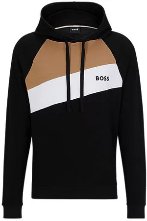 HUGO BOSS Mænd Sweatshirts - Signature-stripe hoodie with embroidered logo