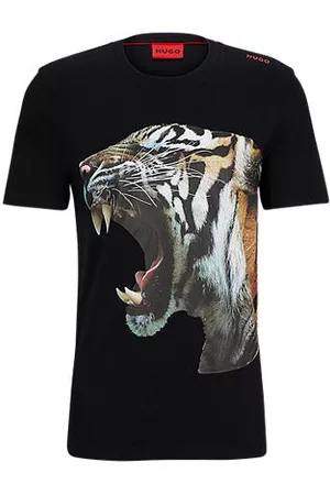 HUGO BOSS Mænd Kortærmede - Cotton-jersey T-shirt with tiger graphic