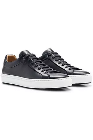 HUGO BOSS Mænd Sneakers - Lace-up trainers in leather with tonal branding