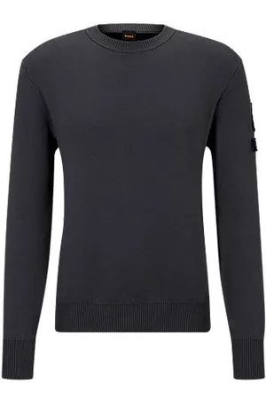 HUGO BOSS Mænd Trøjer - Organic-cotton sweater with sleeve badges