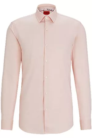 HUGO BOSS Mænd Langærmede skjorter - Slim-fit shirt in Oxford cotton with doodle motif
