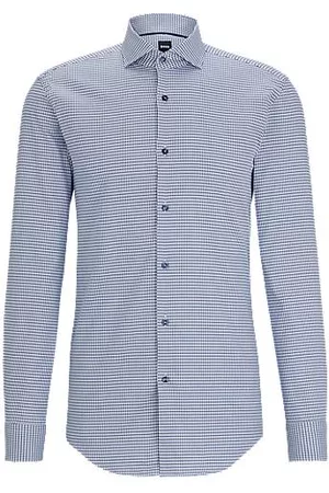 HUGO BOSS Mænd Langærmede skjorter - Slim-fit shirt in micro-structured stretch cotton