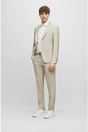 HUGO BOSS Mænd Jakkesæt - Slim-fit suit in wool, Tussah silk and linen