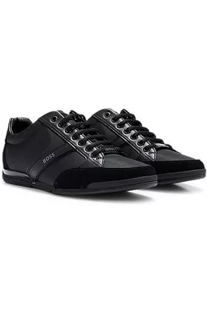 HUGO BOSS Mænd Sneakers - Mixed-material trainers with suede and faux leather