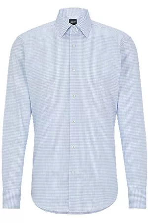 HUGO BOSS Mænd Langærmede skjorter - Regular-fit shirt in checked stretch cotton