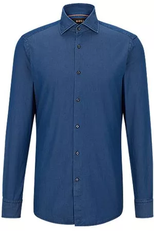 HUGO BOSS Mænd Slim jeans - Slim-fit shirt in cotton denim