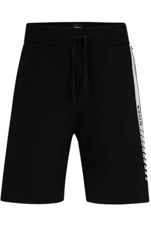HUGO BOSS Mænd Pyjamas - Organic-cotton shorts with stripes and logo