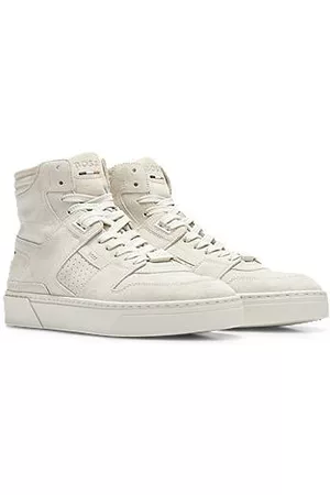 HUGO BOSS Mænd High top sneakers - Leather high-top trainers with signature-stripe detail