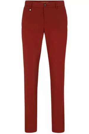 HUGO BOSS Mænd Habitbukser - Slim-fit trousers in stretch cotton with signature stripe