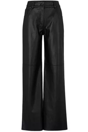 HUGO BOSS Kvinder Habitbukser - Logo-embossed relaxed-fit trousers in faux leather