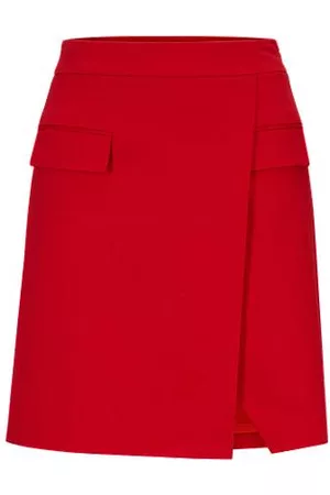 HUGO BOSS Kvinder Mininederdele - Wrap-effect mini skirt in stretch cotton
