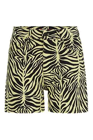 HUGO BOSS Kvinder Shorts - Regular-fit shorts in printed denim