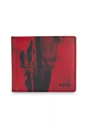 HUGO BOSS Mænd Punge - Billfold wallet in smooth leather with seasonal print