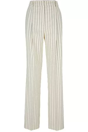 HUGO BOSS Kvinder Habitbukser - Relaxed-fit trousers in pinstripe stretch fabric