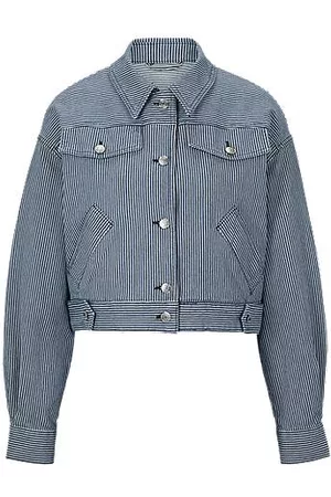HUGO BOSS Kvinder Cowboyjakker - Relaxed-fit jacket in striped stretch-cotton denim