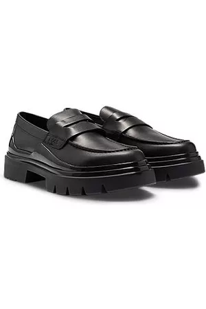 HUGO BOSS Mænd Flade sko - Leather loafers with chunky rubber outsole and removable innersole
