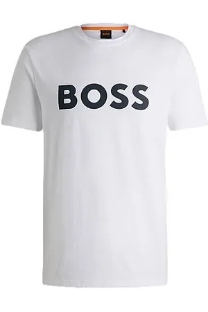 HUGO BOSS T-shirt i bomuldsjersey med gummilogo