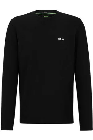 HUGO BOSS T-shirt med lange ærmer i bomuld med stræk kontrastlogo