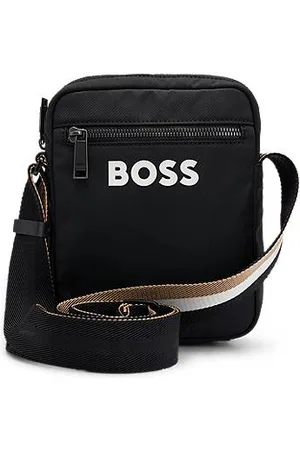 HUGO BOSS Crossbodytaske med kontrastfarvet logo og signaturstribet rem