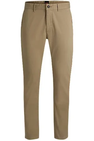HUGO BOSS Slim fit chinos i bomuldssatin med stræk