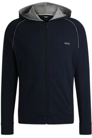 HUGO BOSS Hættetrøje i bomuld med stræk samt lynlås og broderet logo