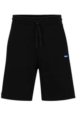 HUGO BOSS Shorts i sweatstof af bomuld med løbesnor og blåt logomærkat