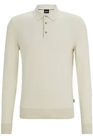 HUGO BOSS Strikket polosweater med regular fit i bomuldsjersey