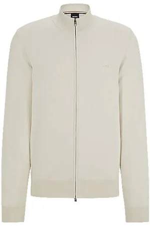 HUGO BOSS Strikket bomuldscardigan med lynlås og broderet logo