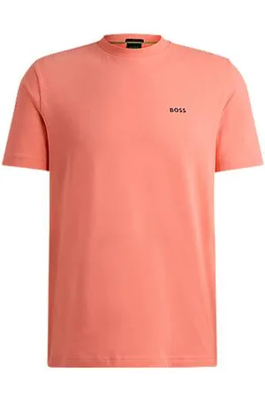 HUGO BOSS Regular fit T-shirt i bomuld med stræk og logo i kontrastfarve
