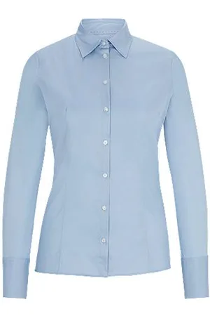 HUGO BOSS Bluse i figursyet pasform i poplin, der er nemt at stryge