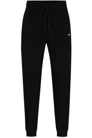 HUGO BOSS Tracksuit-bukser i sweatstof af bomuld med blåt logomærke