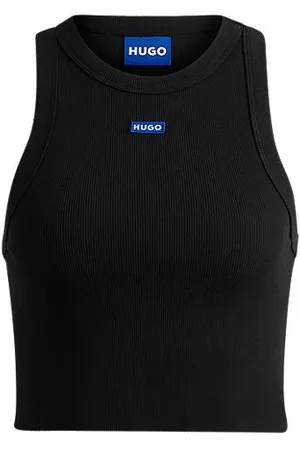 HUGO BOSS Tanktop i bomuld med stræk og logobadge