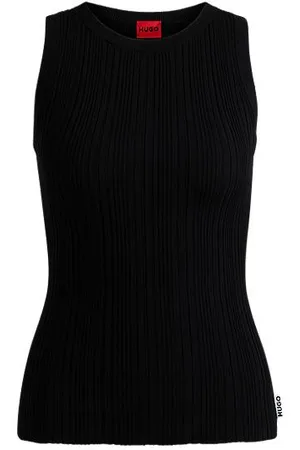 HUGO BOSS Slim fit top uden ærmer med uregelmæssig ribstruktur