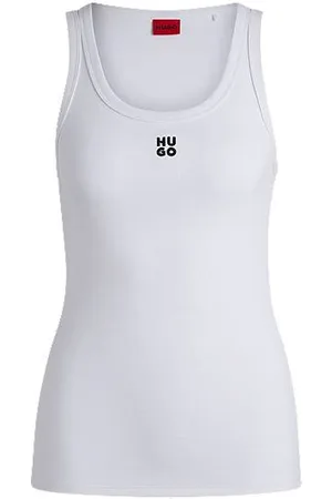HUGO BOSS Tanktop i bomuldsblanding med ribstruktur og logo