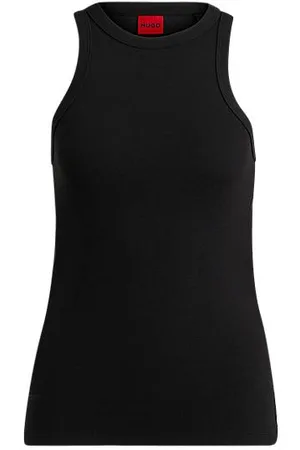 HUGO BOSS Tanktop i bomuldsblanding med ribstruktur og logoprint